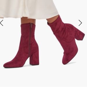 JustFab Red Wine Suede heeled Boots